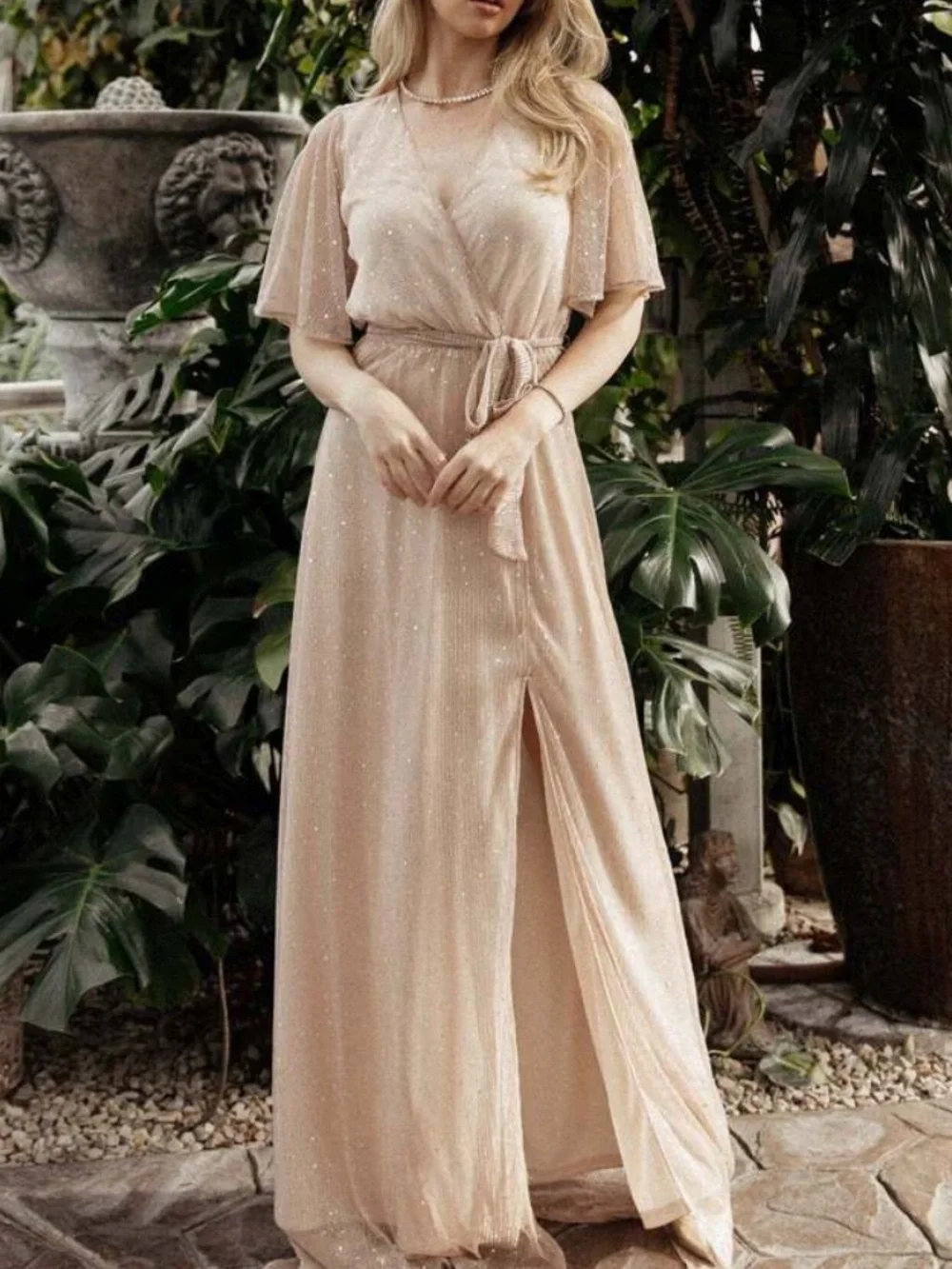 Baltic Born Grace Sparkle Gown Champagne Sequin Maxi Dress XXXL
